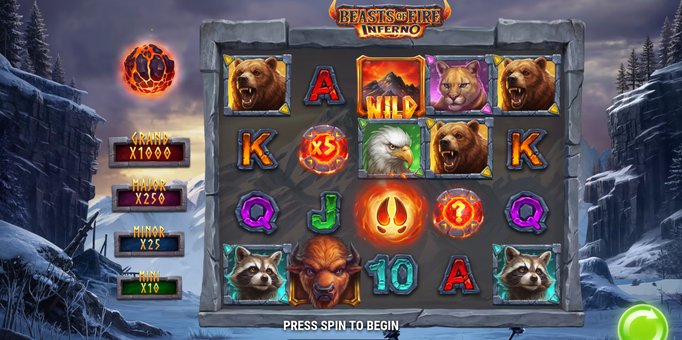 Screenshot from the New Beasts of Fire Inferno Slot by Play'n GO