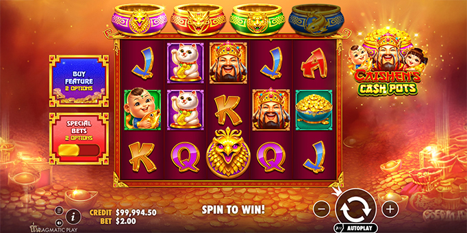 Screenshot from the New Caishen's Cash Pots Slot by Pragmatic Play