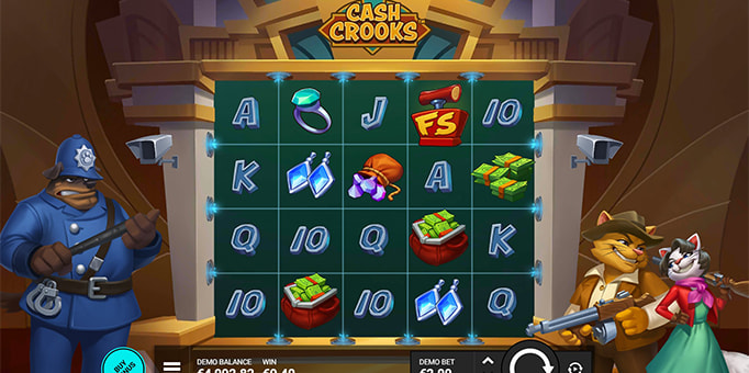 Screenshot from the New Cash Crooks Slot by Hacksaw Gaming