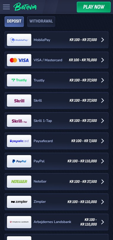 Casino Mobile Cashier Listing Danish Deposit Methods Including MobilePay