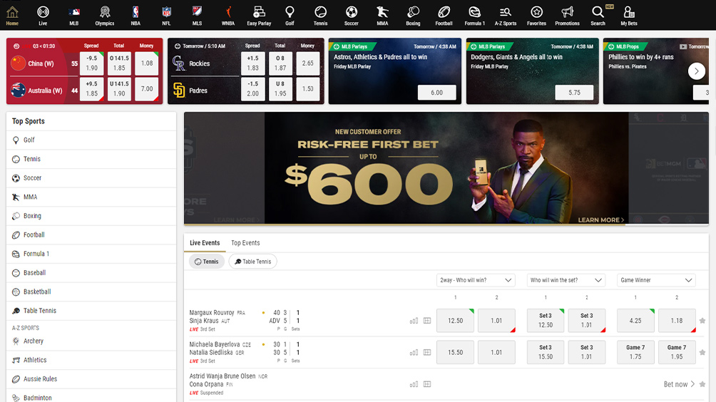 A screenshot of a live sports betting platform available to bettors in Colorado.