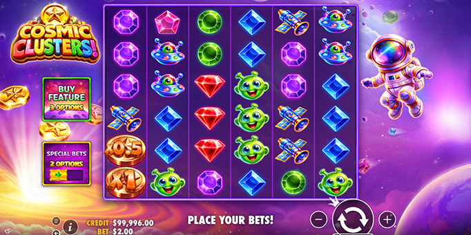Screenshot from the New Cosmic Clusters Slot by Pragmatic Play