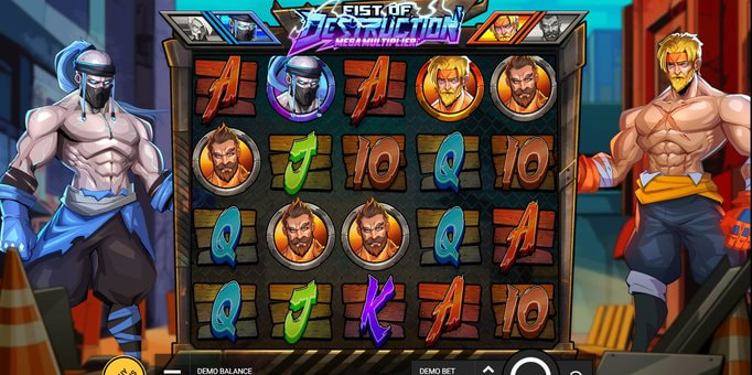 Screenshot from the New Fist of Destruction Megamultiplier Slot by Hacksaw Gaming