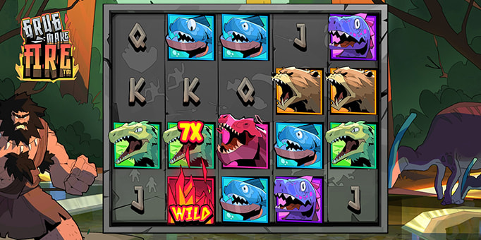 Screenshot from the New Grug Make Fire Slot by Hacksaw Gaming