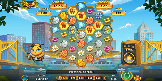 Screenshot from the new Honey Rush Black and Yellow slot by Play'n GO