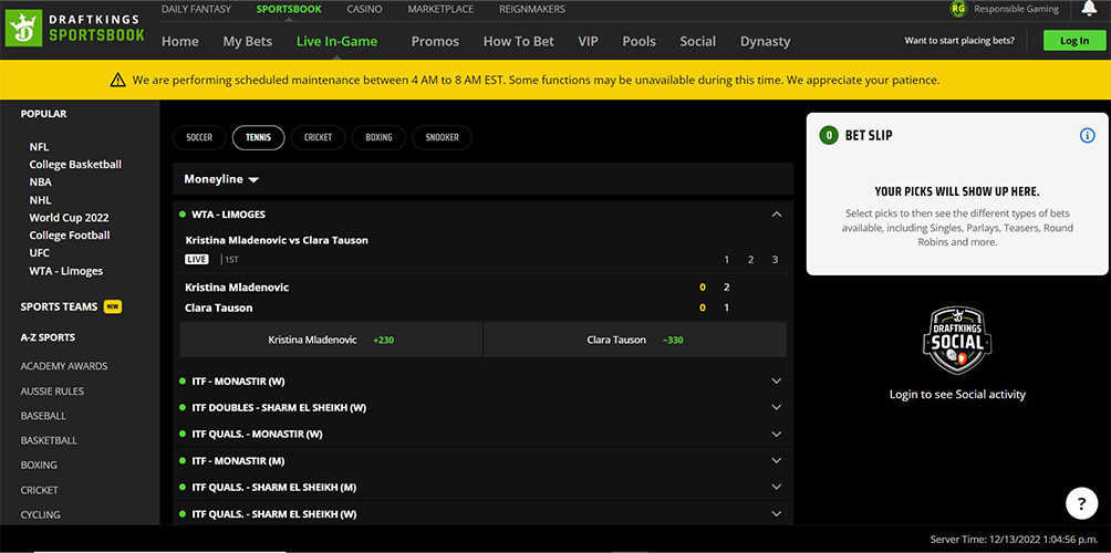 The Live Betting Platform of DraftKings