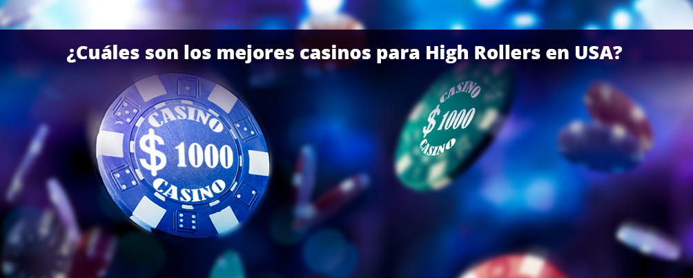 Ficha de casino High Roller por valor de 1,000 dólares, superpuesta a otras fichas y dados.