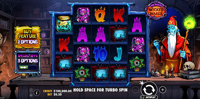 Screenshot from the New Mr Null's Wicked Wares by Pragmatic Play