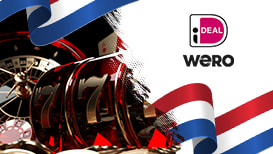 iDEAL | Wero logo beside casino games and the Dutch flag