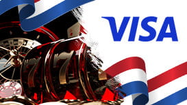 Visa logo, casino games and the Netherlands flag