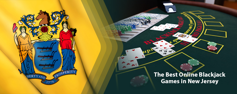 Blackjack table with New Jersey coat of arms