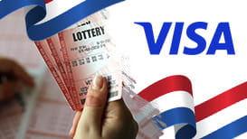 Visa logo, lottery tickets and the Netherlands flag