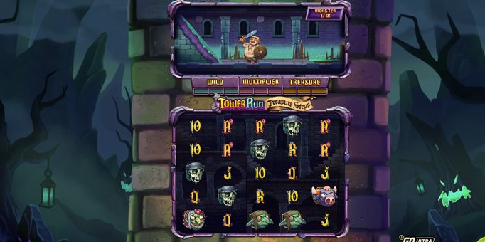 Screenshot from the New Tower Run Treasure Steps Slot by Play'n GO