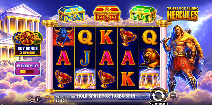 Screenshot from the New Triple Pot Plinko Hercules by Pragmatic Play