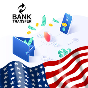 The bank transfer sign, the American flag, and online payment symbol