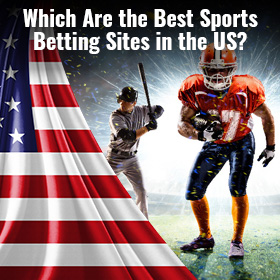 Elements of a US sports including an American flag, american football and baseball players.