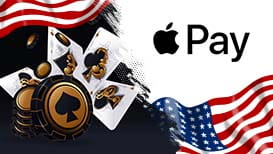 A game of poker, the American flag, and the Apple Pay logo