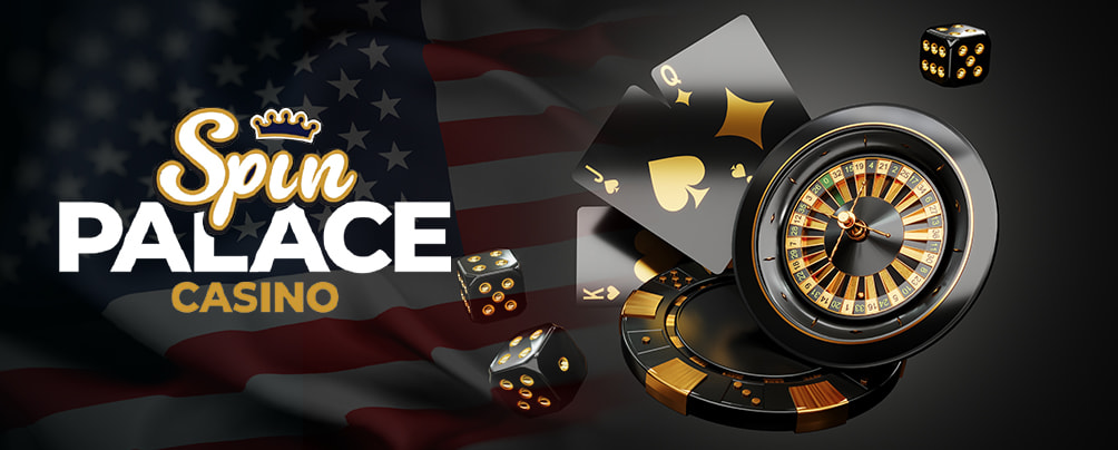 Roulette wheel, dice, playing cards, and casino tokens at Spin Palace Casino NJ