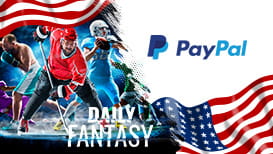 A boxer, a hockey player, and a footballer, the American flag, and the PayPal logo