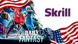 A boxer, a hockey player, and a footballer, the American flag, and the Skrill logo