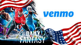 A boxer, an ice hockey player, a footballer, the Venmo logo, and the American flag