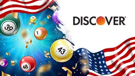 Lottery balls, the American flag, and the Discovery logo