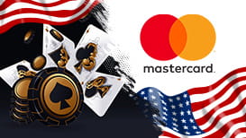 A game of poker, the American flag, and the Mastercard logo