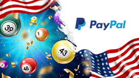 Lottery balls, the American flag, and the PayPal logo