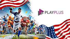 Celebrating athletes, the American flag, and the Play+ logo