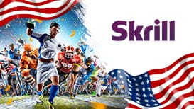 Celebrating athletes, the American flag, and the Skrill logo