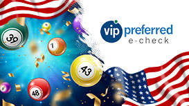 Lottery balls, the American flag, and the VIP Preferred logo