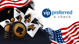A game of poker, the American flag, and the VIP Preferred logo