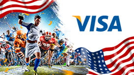 Celebrating athletes, the American flag, and the Visa logo