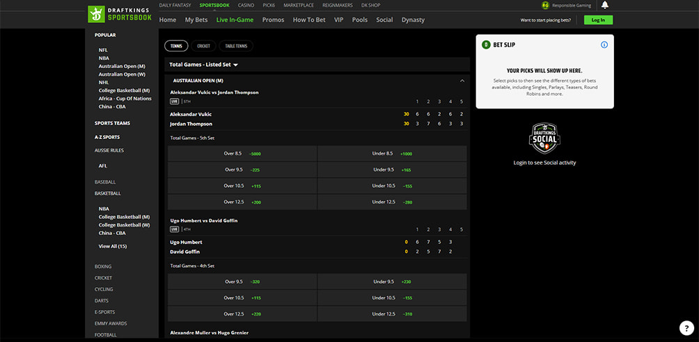 DraftKings live wagering platform available to bettors in Vermont