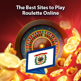 The West Virginia state flag, a roulette wheel, and golden coins.