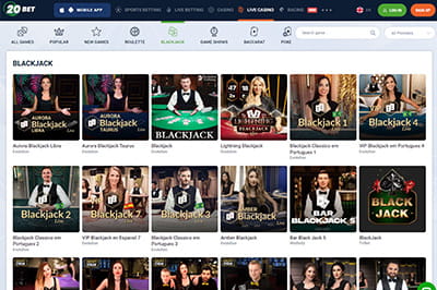 Online Blackjack Games at 20Bet in Philippines