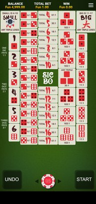 Placing a Small bet on an online sic bo table