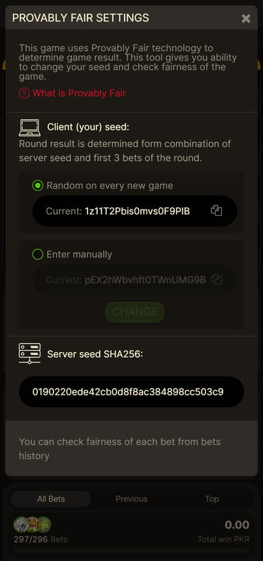 Aviator Provably Fair Settings with Client Seed and Server Seed SHA256 Hash