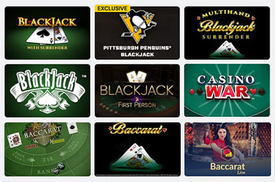 an overview of the available blackjack games on the Betrivers PA site