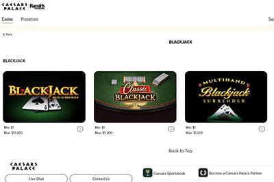 Online Blackjack Games at Caesars in Pennsylvania