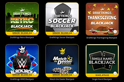 DraftKings's Online Blackjack Game Selection in Michigan