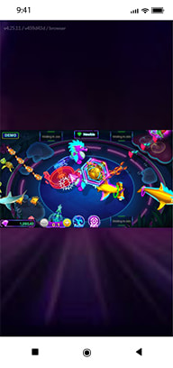 Arcade fishing gameplay with a cannon firing at a boss fish