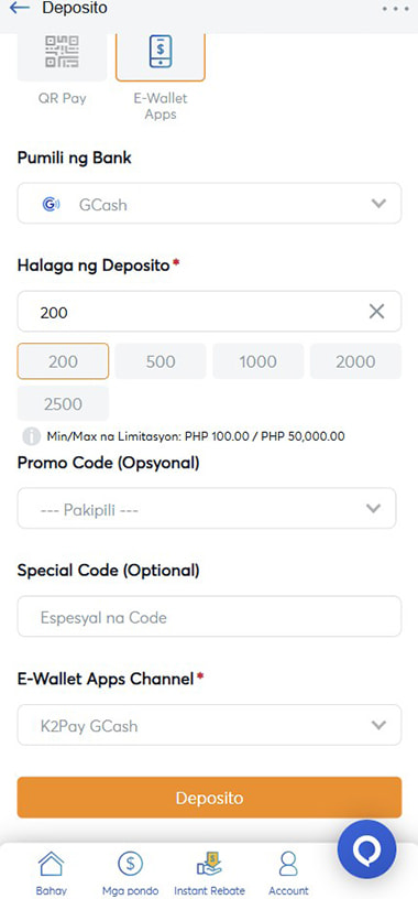 Casino Cashier with GCash and Deposit Amount Highlighted