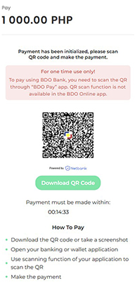 Casino Cashier with QR Code for GoTyme Payment