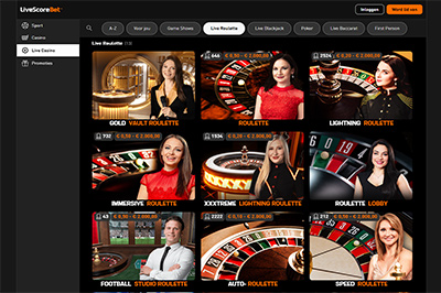 Online Roulette Spellen bij LiveScore Bet