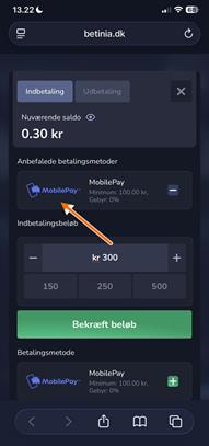 Danish Casino Cashier with MobilePay Selected as Deposit Method