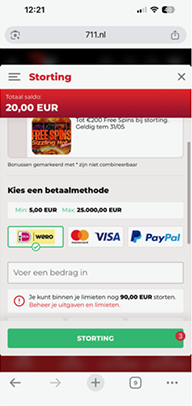 Casinokassa met iDEAL Geselecteerd als Betaalmethode