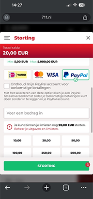 Casino Cashier with PayPal Selected as Payment Method
