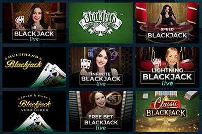 Screenshot of the six Ocean Online Casino’s Blackjack Games in New Jersey