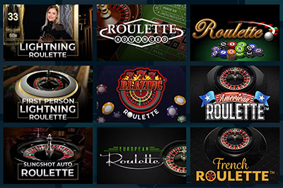 Screenshot displaying six Roulette Games offered by Ocean Online Casino in New Jersey
